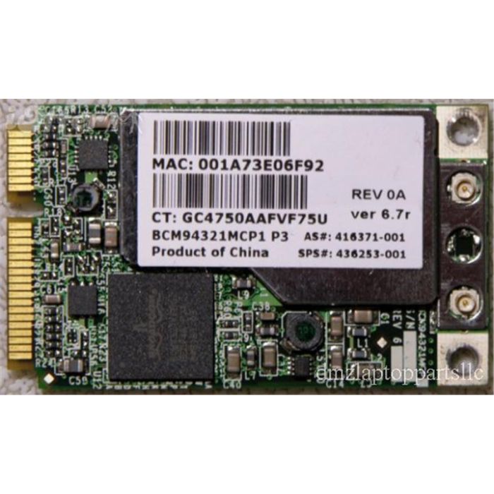 436253-001.jpg 436253-001 | HP Mini PCI-Express 54G WiFi 802.11a/b/g High-Speed Embedded Wireless LAN (WLAN) Network Adapter with Bluetooth - Image 1