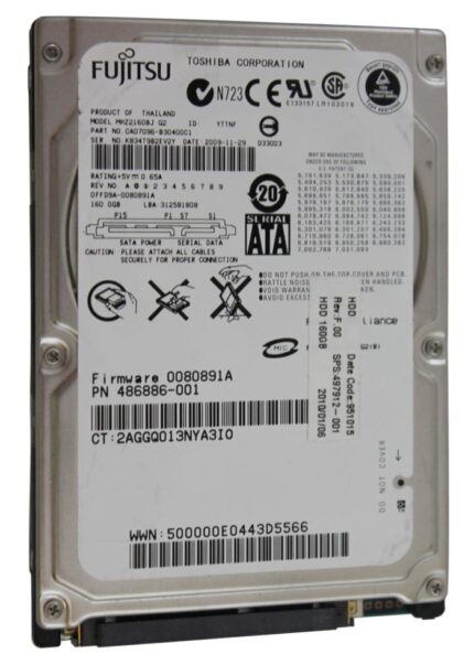 486886-001 | HP 160GB 7200RPM SATA 3Gb/s 2.5-inch Hard Disk Drive