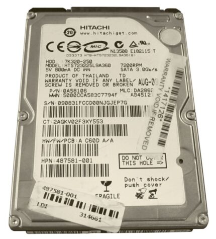 487581-001 | HP 250GB 7200RPM SATA 3Gb/s 2.5-inch Hard Disk Drive