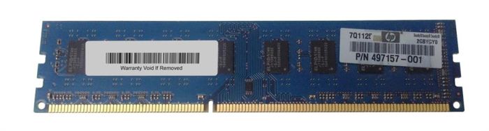 497157-001.jpg 497157-001 | HP 2GB 1333MHz DDR3 PC3-10600 Unbuffered non-ECC Memory Module - Image 1