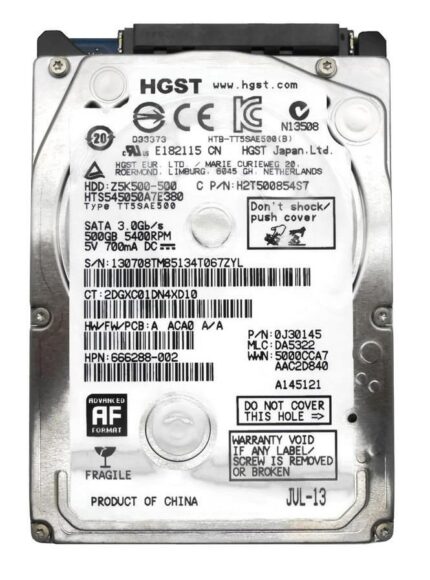 666288-002 | HP 500GB 5400RPM SATA 3GB/s 8MB Cache 2.5-inch Hard Disk Drive