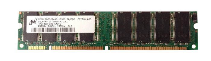 mt16lsdt3264ag-133.jpg MT16LSDT3264AG-133 | Micron 256MB PC133 133MHz non-ECC Unbuffered Memory Module - Image 1