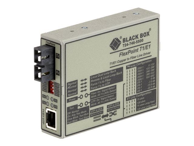 mt663a-ssc.jpg MT663A-SSC | Black Box FlexPoint T1/E1 to Fiber Converter fiber media converter - Image 1